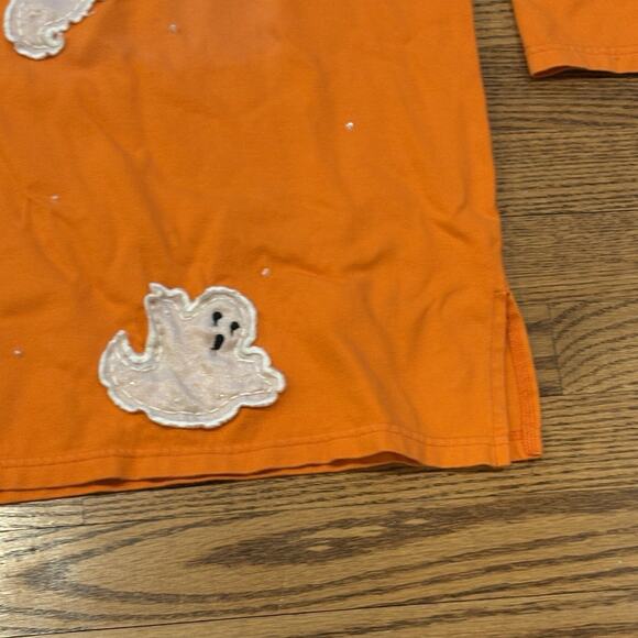Vintage Michael Simon Top XL Halloween Ghosts Orange Appliqué Double Sided - Picture 4 of 12